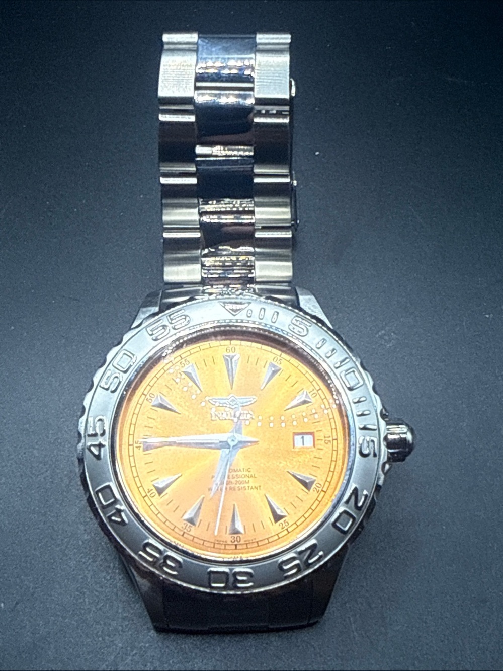 Invicta Silver Bracelet Watch with Orange Dial